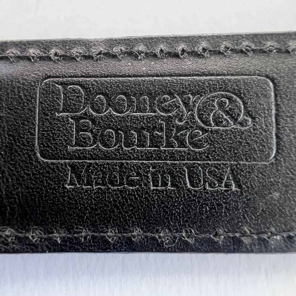 Dooney & Bourke Black Leather Belt Made in USA Brass Buckle Size 34